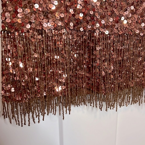 NWT Mac Duggal - 5928 - V-Neck Long Sleeve Sequin Fringe Dress - Picture 4 of 9